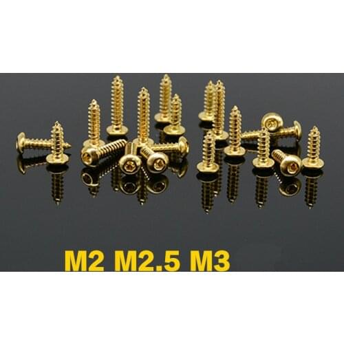 1-20PCS Grade 8.8 M2 M2.5 M3 Titanium Gold Plating self tapping screw half round head hexagon socket screw self tapping Wrench