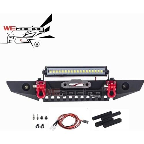 1pc Adjustable Metal Front Bumper with light bar for 1/10 RC Crawler Traxxas TRX4 Defender Axial SCX10 SCX10 II 90046 90047 Y001