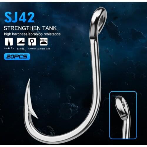 20pc Saltwater Fishing Hook SJ42 JIGGING HOOK 3/0#-11/0# Model Stainless Steel Fishhook Made in Taiwan