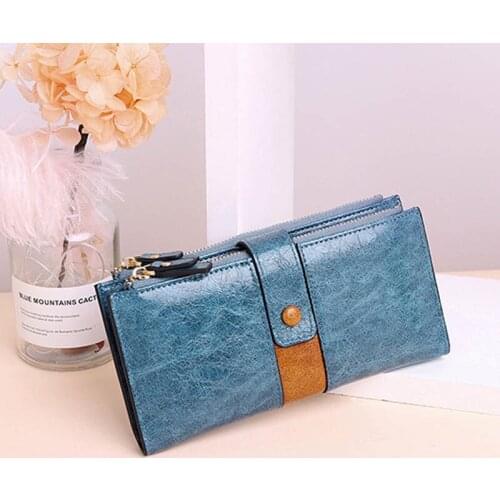 2020 Womens Long Portable Wallet Large Capacity Double Zipper Purses Wallets Mobile Phone Coin Bag Coin-pockets Free Shipping