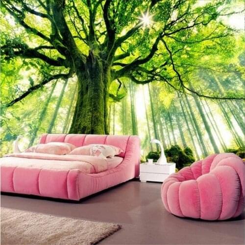 Beibehang Forest Scenic and warm sun mural papel de parede 3d wallpaper for living room bedroom TV backdrop wall paper flooring