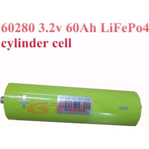 4pcs 3.2v 60Ah lifepo4 cell 60280 High capacity 100A cylinder battery for solar power 12v 60Ah ebike Scooter diy pack + shipping