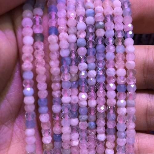 5 strings Lot Natural Morganite Facted Tiny Small Beads,Faceted Roundel Spacer Gem Beads,Size approx 3x4mm 15.5"/str
