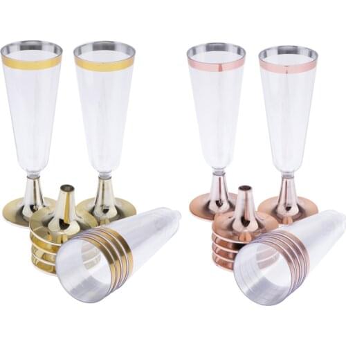 6Pcs Champagne Cups Wine Plastic Utensils for Party Banquet Kitchen Pub Bar