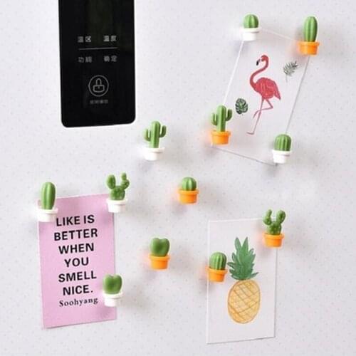 6pcs/Set 3D Cute Succulent Plant Message Board and Reminder for Kitchen Refrigerator Magnet Button Cactus Decoration Accessories