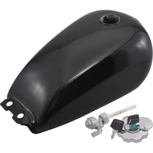 9L/2.4Gal Motorcycle Fuel Oil Gas Tank Cafe Racer Vintage With Cap For Suzuki GN 125 Universal Gloss Black