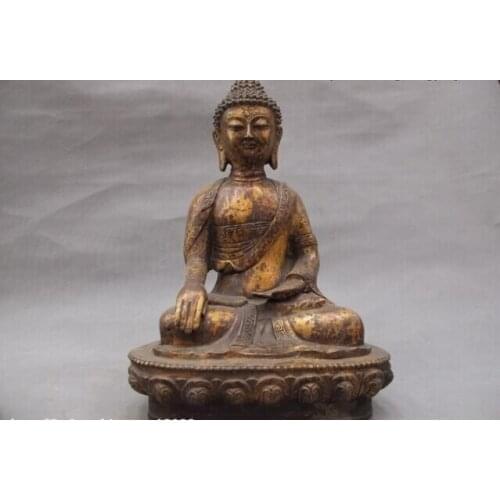 Fast shipping USPS to USA S0392 Tibet Fane Classic Old Copper Bronze Sakyamuni Tathagata Amitabha Buddha Statue