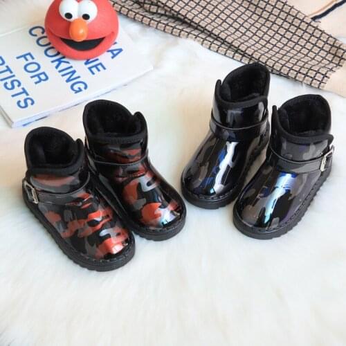 Childrens Snow Boots 2020 Winter New Boys and Girls Plus Velvet Warm Leather Waterproof Non-slip Cotton Shoes Toddler Boots