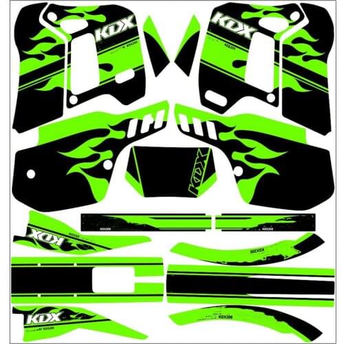 For KAWASAKI KDX 200 KDX200 1994 1993 1992 1991 1990 1989 Motorcycle Dirt Bike Team Graphics Backgrounds 3M Stickers Decals Kits