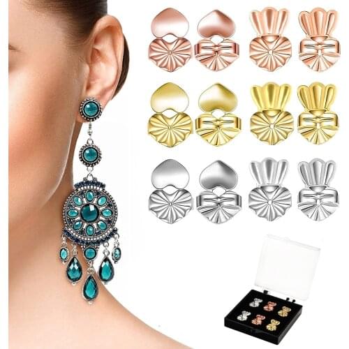 Crown Heart Love Magic Earring Lifters Earring Lifts Backs Adjustable Hypoallergenic Earring Nuts Ear Lobe Support