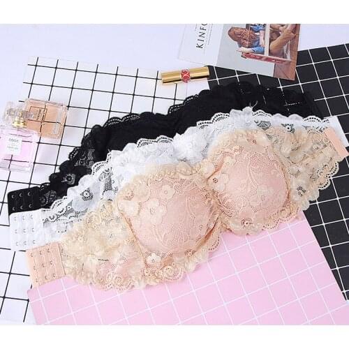 Lace Bras For Women Strapless Bra invisible Sexy Bralette Top Seamless Wireless Push Up Padded Bra Lingerie