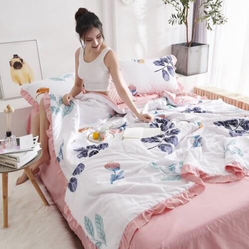 New Style Printed Summer Washed Cotton Quilt Four-piece Single Double Children Cool Air-conditioning Covering Breathable Cozy