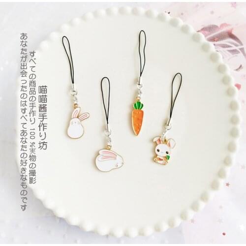 Cute Rabbit Smart phone Strap Lanyards for iPhone Samsung Xiaomi Huawei Case kawaii Girls Mobile Phone Decor Strap Rope Charms