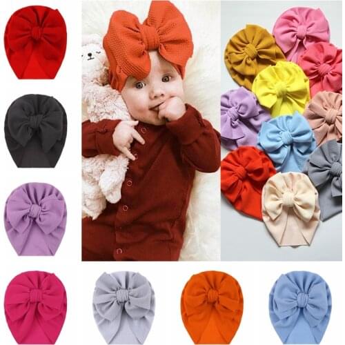 Fashion Infant Toddler Bows Caps Baby Girls Turban Beanie Hats Soft Chiffon Newborn Bonnet Hair Accessorise Photo Props