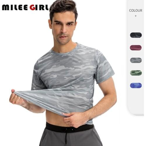 Mens Running T-shirt,Breathable Training Camouflage Gym Fitness Men Top,Quick-Dry Male Sports Short Sleeve Shirt