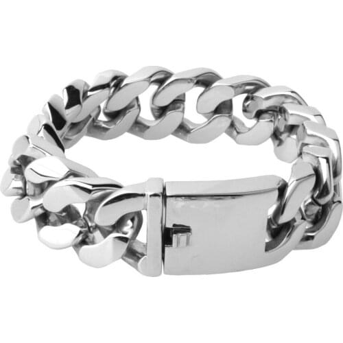 Mens Jewelry Fashion Silver Stainless Steel Heavy Curb Chain Bracelet Rock Rolling Style 20mm9"