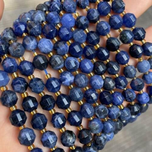 Faceted Natural Stone Blue Sodalite Beads Olive Shape Loose Spacer Beads 6-10mm Pick Size 15'' For Jewelry Making DIY Bracelet