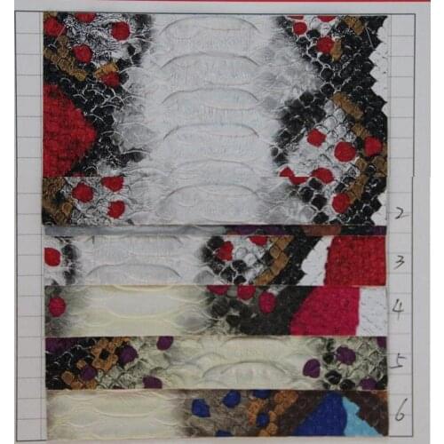 Wholesale artificial PVC leather fabric colorful snake grain synthetic leather material new