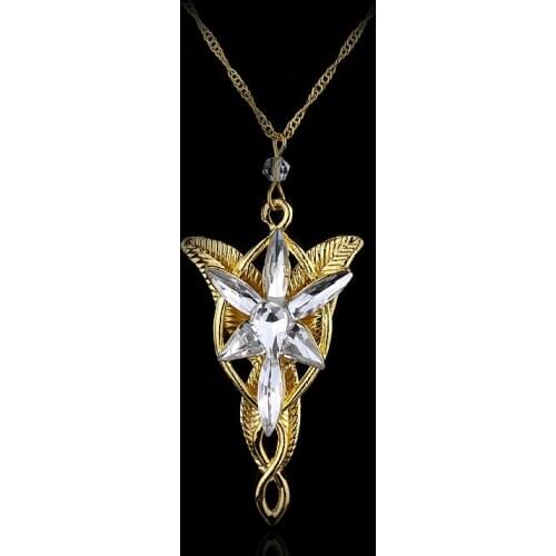 Gold/Silver Color The Arwen Evenstar Pendant Necklace Red/White Crystal stones Necklace Charm Jewelery Gifts For Women Cosplay