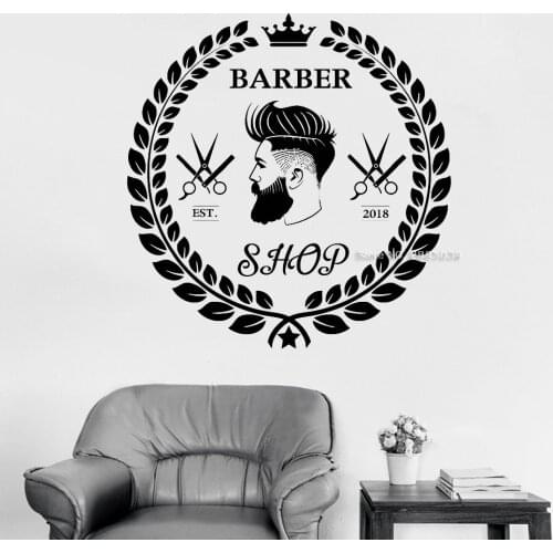 Barber Shop Man Salon Logo Decals Wall Stickers For Show Window Decor Poster Murals Barber Wall Decal Personalised LC1371