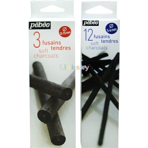 Pebeo Natural Charcoals,5-6mm,13-15mm,made From The Purest Traditional Method of Charred Wood,Professional Art Supplies