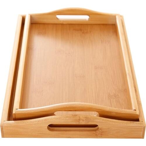 Serving tray bamboo with handles,tea tray, bar tray, breakfast Tray food tray K9FA