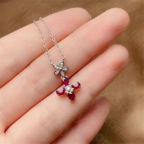 New natural ruby pendant, 925 silver womens pendant, simple and elegant design