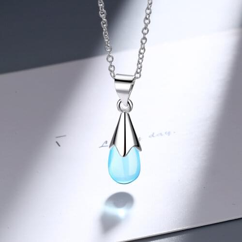 Water Drop Crystal Pendants And Necklaces For Women 925 Sterling Silver Female Wedding Fashion Jewelry Gifts Free Shipping