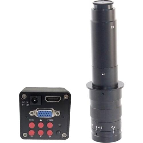 14MP HDMI VGA 1080P Industrial Microscope Camera 130X 180X 300X Magnification Adjustable Zoom C-mount Lens Glass Microscopio