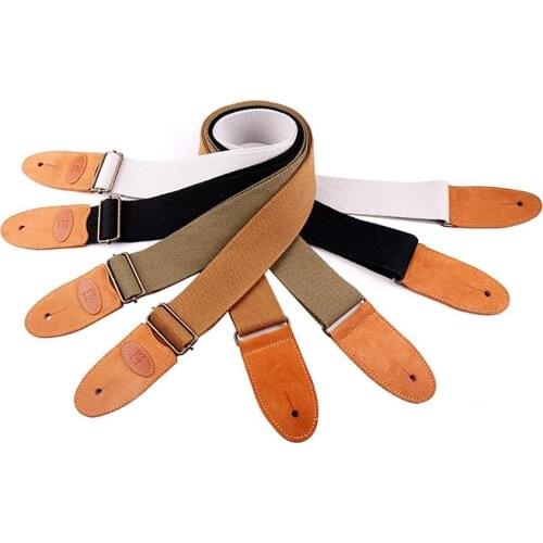 Guitar Strap Cotton Leather Comfortable Universal Belt Solid Color Band Ukulele Straps for Guitar Accessories for Folk Guitar