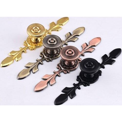 Drawer Handle Vintage Flowers Gold Black AB AC Bronze For Home Furniture Pull Door Cupboard Wardrobe Knob Newest