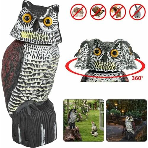 Garden Owl Ornament Fake Shaking Head Owl Decoy Pest Bird Repellent Owl Scarecrow Hunting Bait For Garden Yards