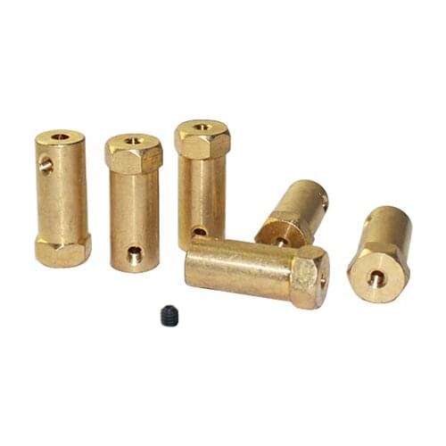 Hex coupler brass D12 L30 tire connector 3/4/5/6/7/8mm coupling for decelerate motor shaft robot smart car wheel