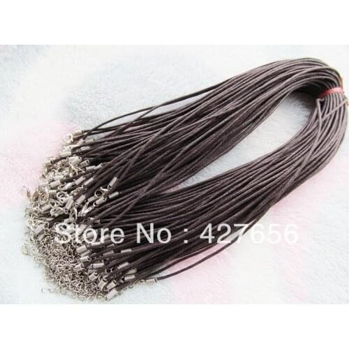 20pcs 1.50mm 16-18" Black/Brown Waxed Cotton Necklace Cord String Rope,2" Extender Chain,12x7mm Lobster Clasp,DIY Beading Cord
