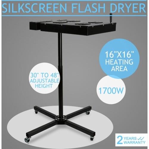 Vevor 16 x 16 Inch Flash Dryer 1700W Adjustable Stand T-Shirt Curing Screen Printing Flash Dryer