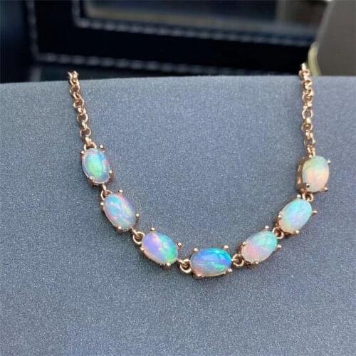 Natural Opal Bracelet round 4mmx6mm opal jewelry 925 sterling silver small cute design for girls daughter best nice gift