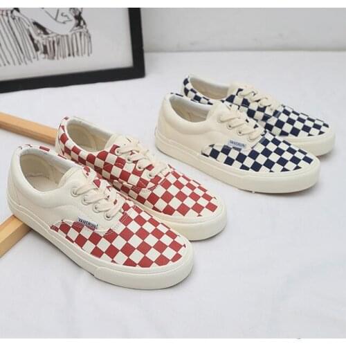 Womens shoes black plaid canvas shoes 2020 new womens shoes students wild white shoes couple shoes