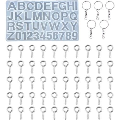 1 Set Crystal Epoxy Resin Mold Letters Number Pendants Casting Silicone Mould MXME