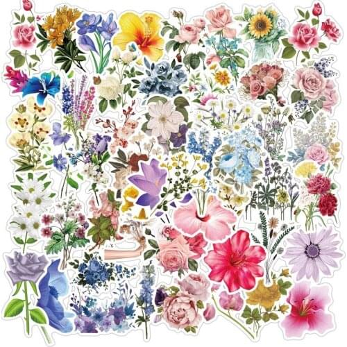 10/50PCS Pretty Ins Style Flowers Stickers Gift for Girl Plant Flower Decal Sticker To DIY Stationery Phone Laptop Bicycle