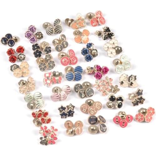 15pcs Mixed Flower Heart Metallic Buttons Acrylic Matte Button Sewing Garment Accessories Clothing Decoration Handmade DIY Craft