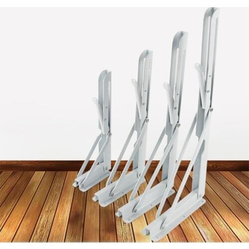 2Pcs/set White triangular Folding Bracket Metal Release Catch Support Bench Table Folding Shelf Bracket Home