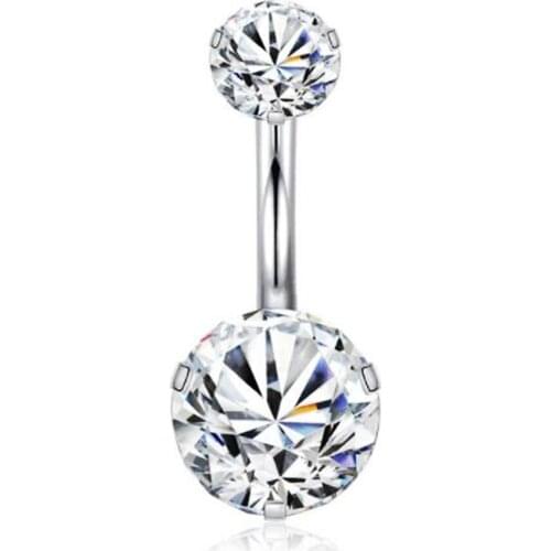 JUNLOPWY Stainless Cartilage Earrings 14G Belly Button Rings Navel Piercing Barbell Star Round Zircon Sexy Body Jewelry 20/50pcs