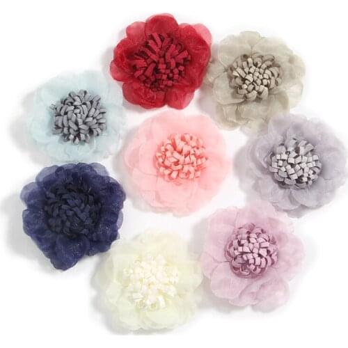 200Pcs 4.5cm 1.8" Chiffon Fabric Flowers for Baby Girls Hair Accessories Hair Flower Bouquet For Women Headbands