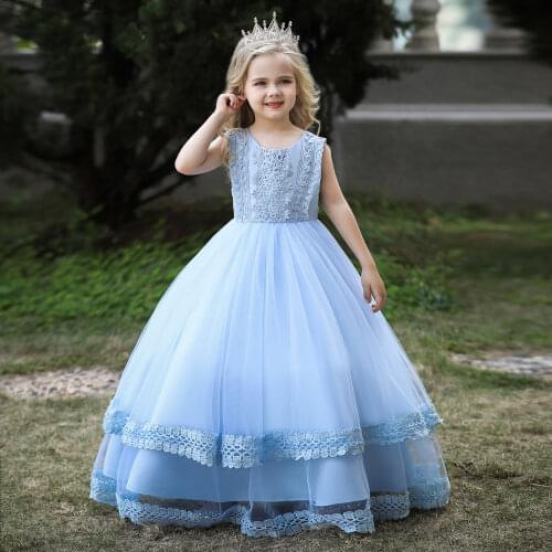 2021 Kids Dresses for Girls Birthday Wedding Party Dress Lace Flower Girl Princess Dress Pageant Formal Gown Children Clothes