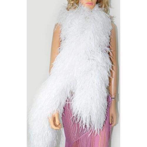 20Ply Natural Ostrich Feather Boa 1-4M For White Wedding Party Decoration Plume Ribbon Clothe Scarf Craft Accessories Wholesale