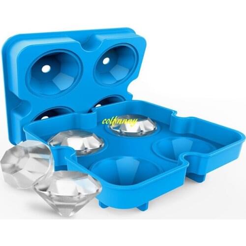 3pcs/lot Free shipping 4 holes Diamond Shape 3D Ice Cube Mold Maker Bar Party Silicone Trays Chocolate Mold Kitchen Tool