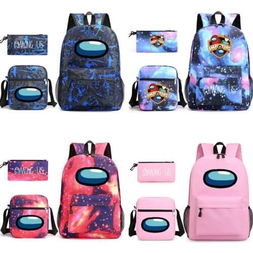 3pcs Among of Us 3D backpack Children Cartoon Anime School Bag laptop Rucksack Girl Boy Knapsack Unisex Waterproof Travel bag