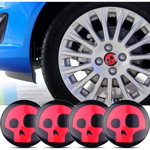 4Pcs 56mm car Stickers Red Skull Wheel Center Hub Sticker for Fiat AUDI VW BMW Toyota Mazda Skoda Renault Kia Cruze Car styling