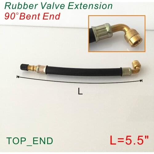 5.5" Long,90 Degree Bent End,Flexible Rubber Valve Extension,Work w/ Tire Valve Directly