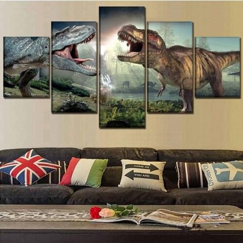 DIY 5D Diamond Painting Cross Stitch Mosaic Dinosaurs Battle 3d diamond embroidery full square round Rhinestone 5 pcs FS69